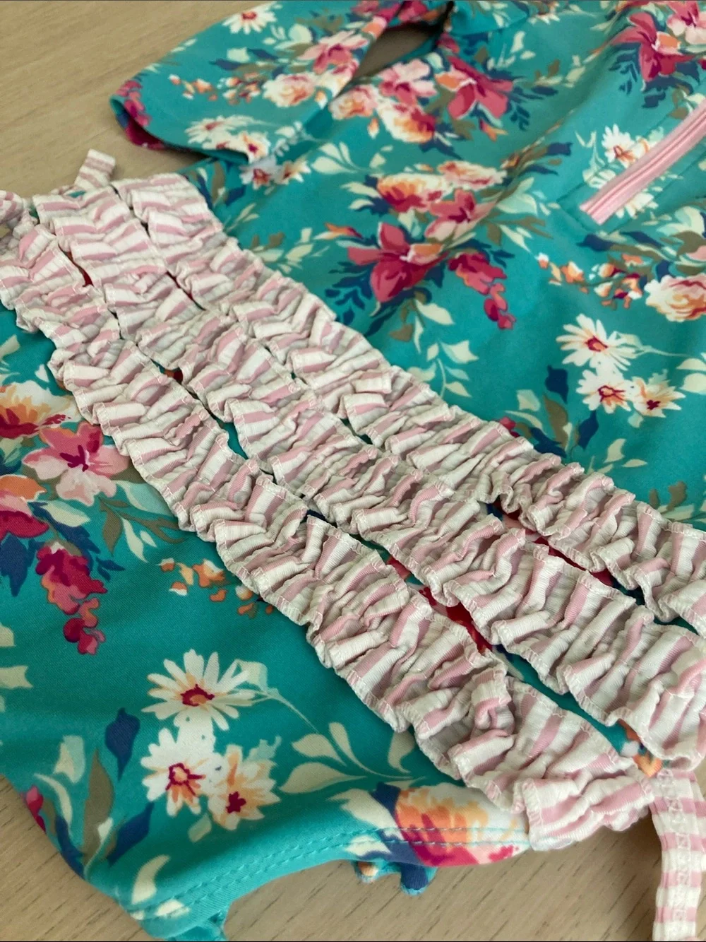 Ruffle Butts Fancy Me Floral Long-Sleeve One-Piece Swimsuit, size 12-18 months